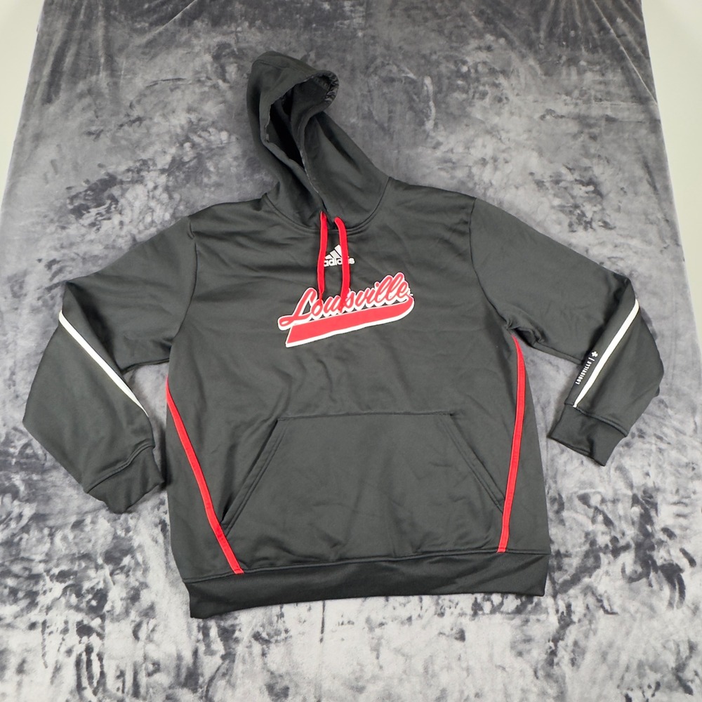 Adidas Hoodie Mens XL Black Louisville Cardinals NCAA AEROREADY Sweatshirt